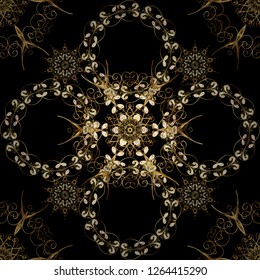 Seamless oriental classic golden pattern. Vector abstract background with golden repeating elements on a black and brown colors.
