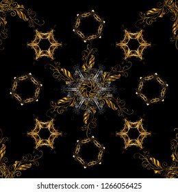 Seamless oriental classic golden pattern. Vector abstract background with golden repeating elements on a brown and black colors.