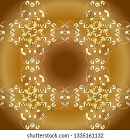 Seamless oriental classic golden pattern. Vector abstract background with golden repeating elements on a brown and yellow colors.