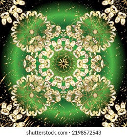 patrón de oro clásico oriental sin fisuras. fondo abstracto vectorial con elementos repetitivos dorados en un color.