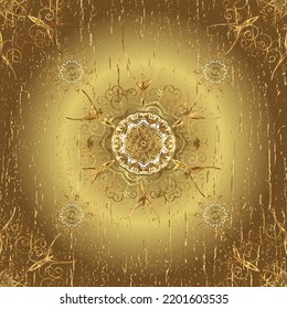 Seamless oriental classic golden pattern. Vector abstract background with golden repeating elements on a pleasant colors.