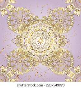 Patrón dorado clásico oriental sin inconfundibles. Fondo abstracto vectorial con elementos repetitivos dorados en colores agradables.
