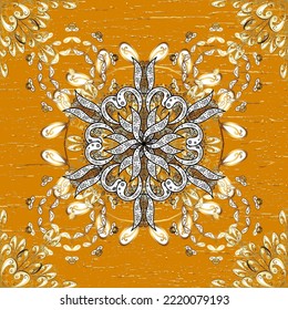 patrón de oro clásico oriental sin fisuras. fondo abstracto vectorial con elementos repetitivos dorados en colores amarillos.