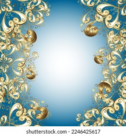 patrón de oro clásico oriental sin fisuras. fondo abstracto vectorial con elementos repetitivos dorados en colores azules.