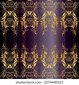 nahtloses orientalisches klassisches goldenes Muster. Vektorabstrakter Hintergrund mit goldenen, sich wiederholenden Elementen auf einer Farbe.