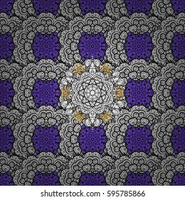 Seamless oriental classic golden pattern. Vector abstract background with repeating elements on violet background. Vector illustration.