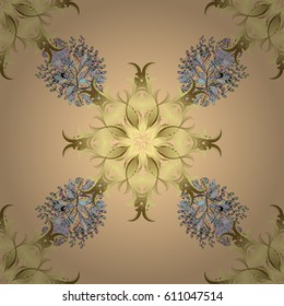 Seamless oriental classic golden pattern. Vector abstract background with repeating elements on beige.