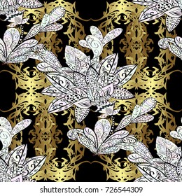 Seamless oriental classic golden pattern. Vector abstract background with repeating elements on neutral, black and gray colors. Vector illustration.