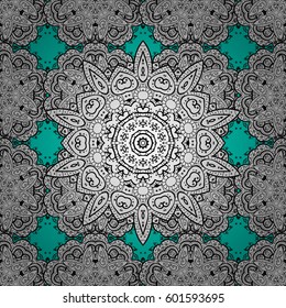 Seamless oriental classic white pattern. Vector abstract background with white repeating elements on a blue background.