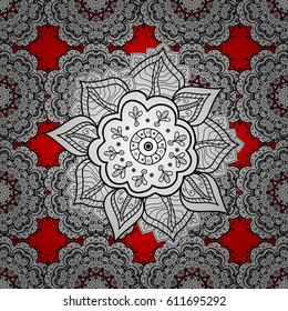 Seamless oriental classic white pattern. Vector abstract background with white repeating elements on a red background.