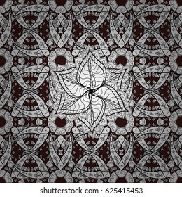 Seamless oriental classic white pattern. Vector abstract background with white repeating elements on a brown background.