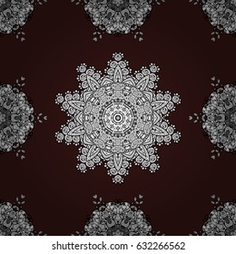 Seamless oriental classic white pattern. Vector abstract background with white repeating elements on a brown background.
