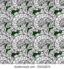 Seamless oriental classic white pattern. Vector abstract background with white repeating elements on a green background.