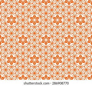  Seamless Oriental Floral Pattern of Hexagonal Star Shapes. With Solid Flowers among Hollow ones.