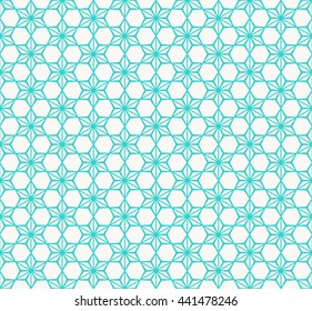 Seamless Oriental Floral Pattern in Hexagonal Tiles. The Pattern is  Also called "Asanoha" in Japanese Culture.