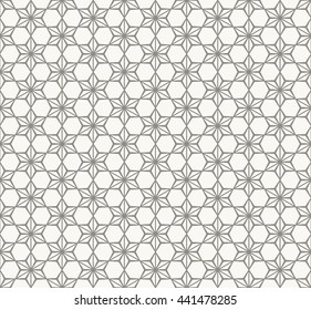 Seamless Oriental Floral Pattern in Hexagonal Tiles. The Pattern is  Also called "Asanoha" in Japanese Culture.
