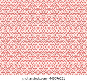 Seamless Oriental Floral Pattern in Hexagonal Tiles. The Pattern is Also called "Asanoha" in Japanese Culture.
