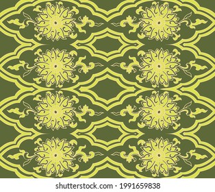 Seamless Oriental Floral Vector Pattern. Traditional floral pattern for fabric, wallpapers and backgrounds. Ornamental garden Flowers and leaves.