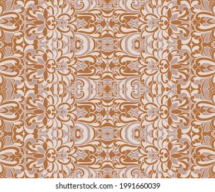 Seamless Oriental Floral Vector Pattern. Traditional floral pattern for fabric, wallpapers and backgrounds. Ornamental garden Flowers and leaves.