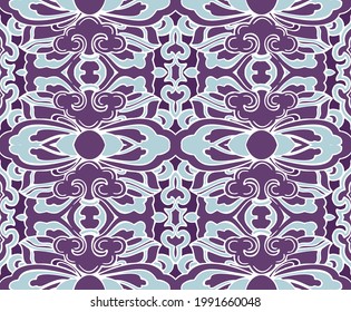 Seamless Oriental Floral Vector Pattern. Traditional floral pattern for fabric, wallpapers and backgrounds. Ornamental garden Flowers and leaves.