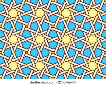 Seamless Oriental Geometric Vector Pattern 1 - Moorish Art from the Alhambra in Granada, Spain - Endless Repeatable Background Tile - Easy to Color Edit