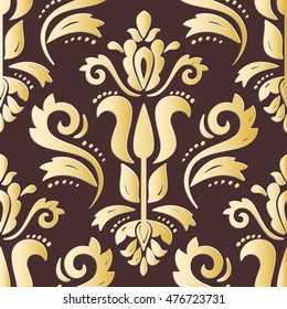 Seamless oriental golden ornament. Fine vector traditional oriental pattern with 3D elements, shadows and highlights