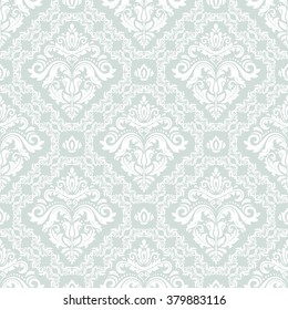 Seamless oriental light blue and white ornament in the style of baroque. Traditional classic vector pattern