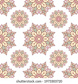 Seamless Oriental Mandala Pattern Graphic. Perfect for modern wallpaper, fabric, 
home decor, and wrapping projects.