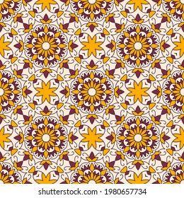 Gráfico del patrón de Mandala oriental sin inconvenientes. El papel pintado moderno, la tela, 
decoración de casa y proyectos de envoltura.