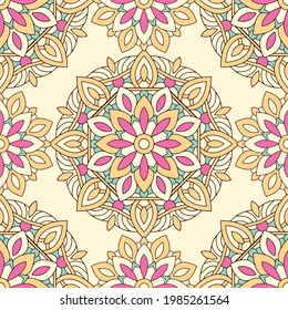Seamless Oriental Mandala Pattern Graphic. Perfect for modern wallpaper, fabric, 
home decor, and wrapping projects.