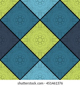 Seamless oriental mandala pattern. Vintage hand drawn background decorative element. Islam, Arabic, Indian motifs. Good for fabric, card, invitation, textile, wrapping paper. Vector illustration.