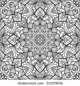 Seamless oriental medieval ornament. Vector pattern of graceful elements. Template for any surface.
