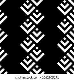 Seamless oriental mountains pattern. Repeated chevrons, diamonds, angle brackets background. Squama ornament. Scales image. Ancient window tracery motif. Digital paper, textile print. Vector artwork.