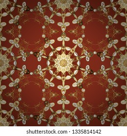Seamless. Oriental nice pattern with arabesques and floral elements. Vintage pattern with arabesques. Traditional classic ornament. Vector. Pictures in red and brown colors.