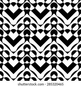 Seamless Oriental Ornament. Abstract Black and White Background. Vector Square and Circle Pattern