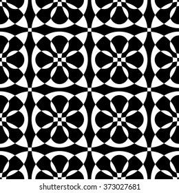 Seamless Oriental Ornament. Abstract Black and White Background. Vector Cross Pattern