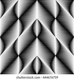 Seamless Oriental Ornament. Abstract Black and White Background. Vector Geometric Gradient Pattern