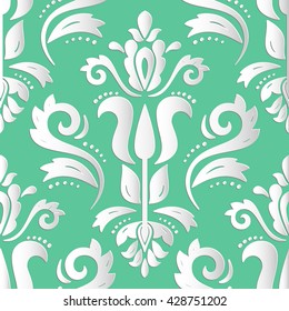 Seamless oriental ornament. Fine vector traditional oriental pattern with 3D elements, shadows and highlights