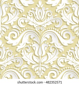 Seamless oriental ornament. Fine vector traditional oriental pattern with 3D elements, shadows and highlights