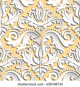 Seamless oriental ornament. Fine vector traditional oriental pattern with 3D elements, shadows and highlights