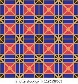 Seamless oriental ornament pattern. Colorful abstract vector illustration on sand yellow background.