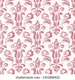 Seamless oriental ornament. Pink vector traditional oriental pattern with 3D elements, shadows and highlights