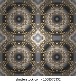 Seamless oriental ornament in the style of baroque. Vector traditional classic golden seamless pattern on gray and brown colors.