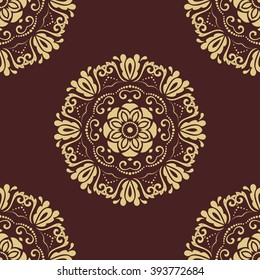 Seamless oriental ornament in the style of baroque. Traditional classic vector golden pattern