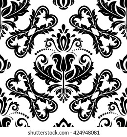 Seamless oriental ornament in the style of baroque. Traditional classic vector pattern. Black and white orient pattern