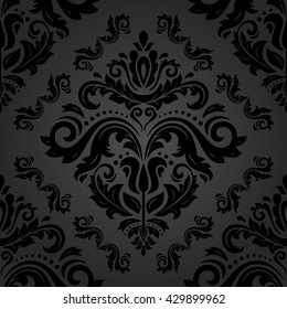 Seamless oriental ornament in the style of baroque. Traditional classic vector dark pattern