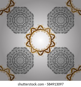 Seamless oriental ornament in the style of baroque. Traditional classic golden pattern. Vector oriental ornament. Golden pattern on white background with golden elements.