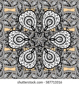 Seamless oriental ornament in the style of baroque. Vector traditional classic white seamless pattern on beige background.