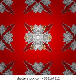 Seamless oriental ornament in the style of baroque. Traditional classic golden vector pattern on red background with golden elements.