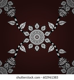Seamless oriental ornament in the style of baroque. Traditional classic white vector pattern on brown background with white elements.